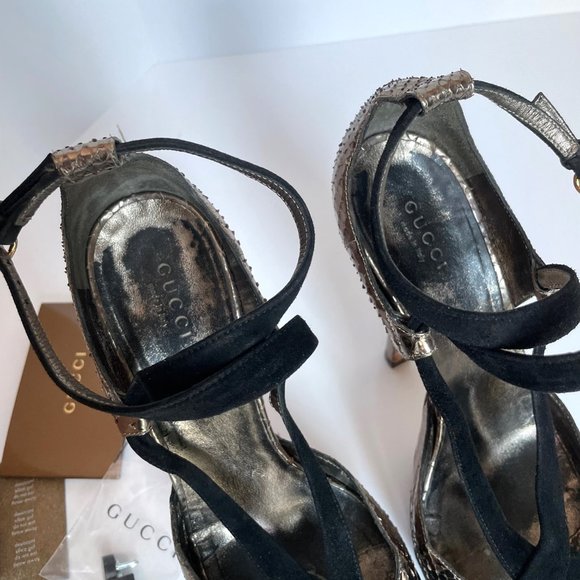 Gucci Exotic Python Leather Platform Heels 7.5 - Picture 4 of 14